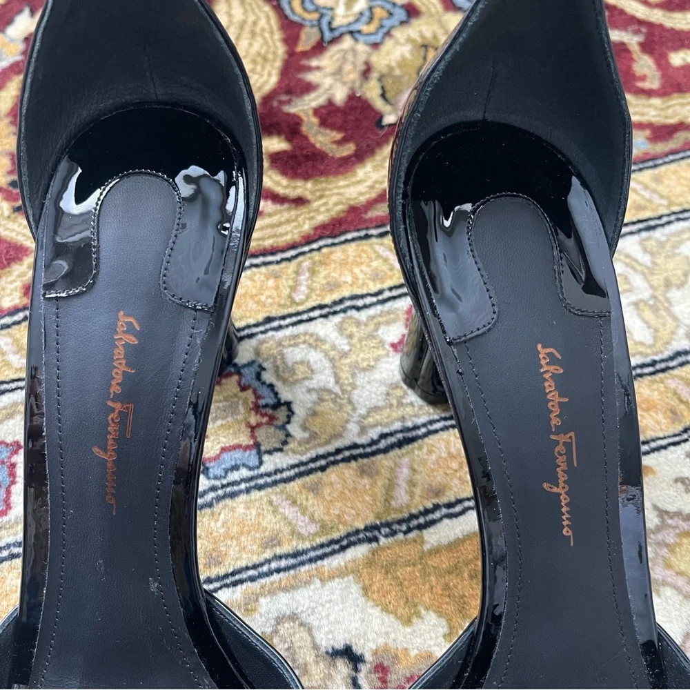 Salvatore Ferragamo Black Patent Leather Pumps - Picture 6 of 10